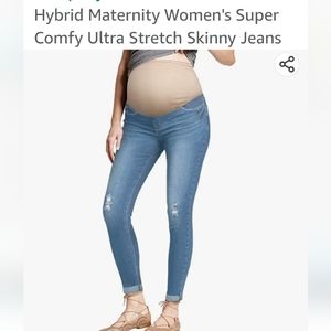 NWT Hybrid & Company Women’s  maternity  Distressed  jeans sz L